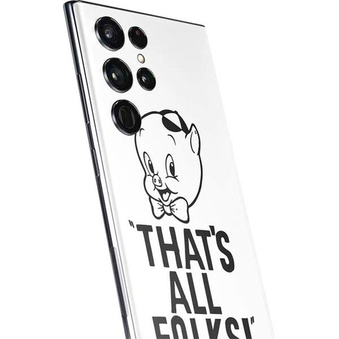 Looney Tunes Porky Thats All Folks Grid Galaxy S22 Ultra Skin