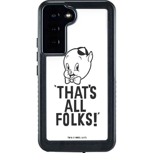 Looney Tunes Porky Thats All Folks Grid Galaxy S23 Plus Waterproof Case