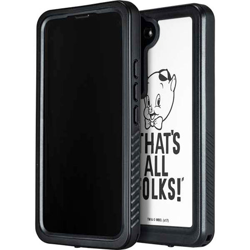 Looney Tunes Porky Thats All Folks Grid Galaxy S23 Plus Waterproof Case
