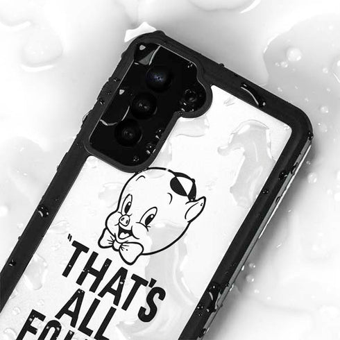 Looney Tunes Porky Thats All Folks Grid Galaxy S23 Waterproof Case