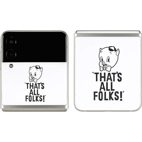 Looney Tunes Porky Thats All Folks Grid Galaxy Z Flip3 5G Skin