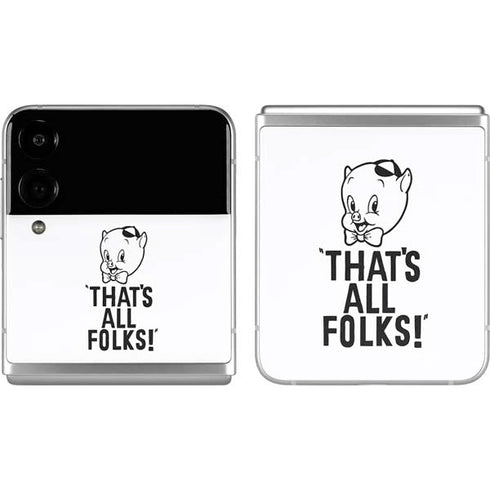 Looney Tunes Porky Thats All Folks Grid Galaxy Z Flip4 5G Skin