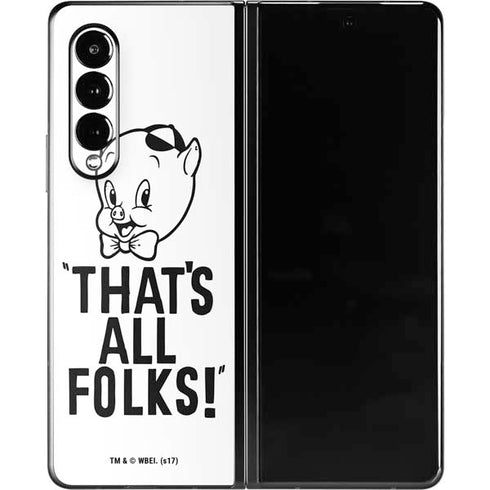 Looney Tunes Porky Thats All Folks Grid Galaxy Z Fold3 5G Skin