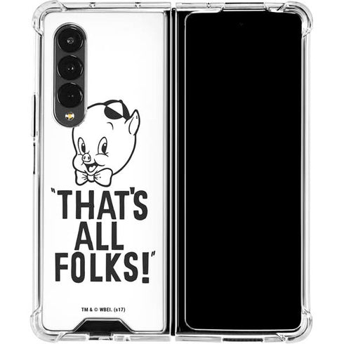 Looney Tunes Porky Thats All Folks Grid Galaxy Z Fold4 5G Clear Case