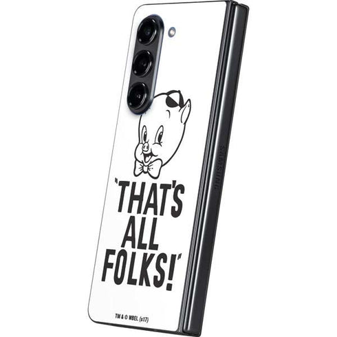 Looney Tunes Porky Thats All Folks Grid Galaxy Z Fold5 5G Skin