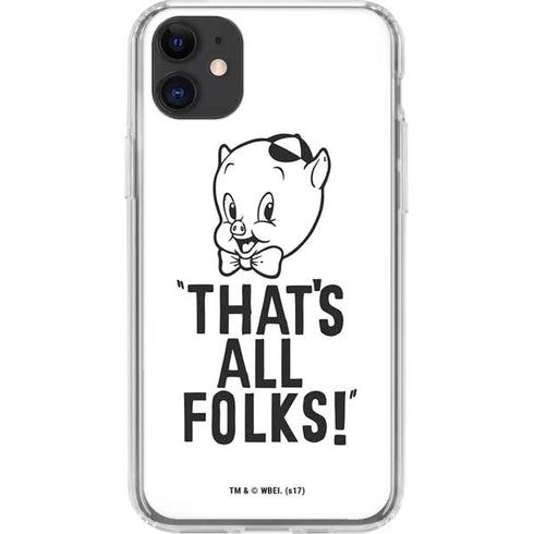 Looney Tunes Porky Thats All Folks Grid iPhone 11 Clear Case