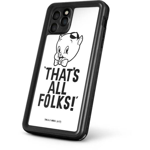 Looney Tunes Porky Thats All Folks Grid iPhone 11 Pro Waterproof Case
