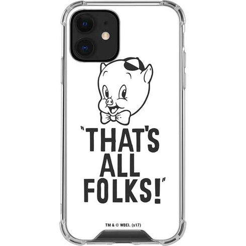 Looney Tunes Porky Thats All Folks Grid iPhone 12 Clear Case