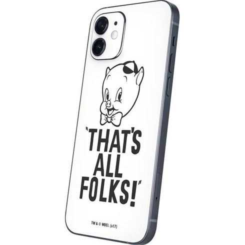 Looney Tunes Porky Thats All Folks Grid iPhone 12 Mini Skin