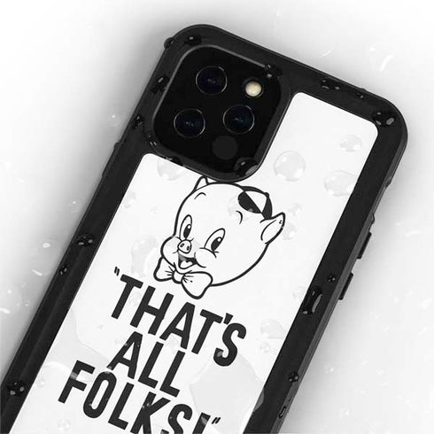 Looney Tunes Porky Thats All Folks Grid iPhone 12 Pro Waterproof Case
