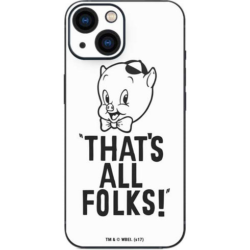 Looney Tunes Porky Thats All Folks Grid iPhone 13 Mini Skin