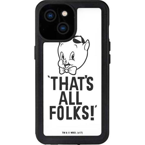 Looney Tunes Porky Thats All Folks Grid iPhone 13 Mini Waterproof Case