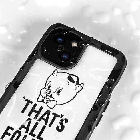 Looney Tunes Porky Thats All Folks Grid iPhone 13 Mini Waterproof Case
