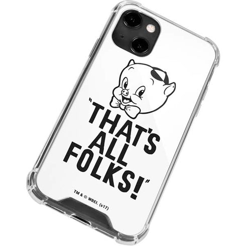 Looney Tunes Porky Thats All Folks Grid iPhone 14 Clear Case