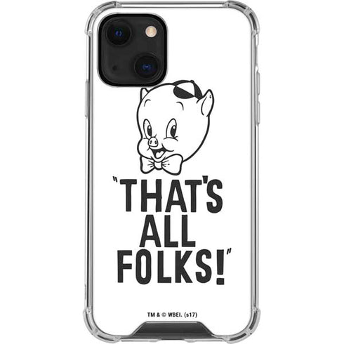 Looney Tunes Porky Thats All Folks Grid iPhone 14 Plus Clear Case