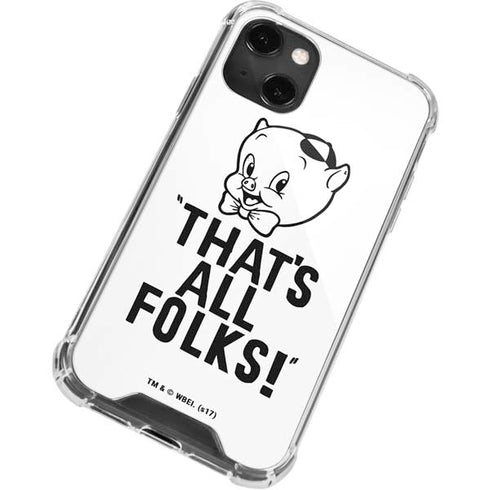 Looney Tunes Porky Thats All Folks Grid iPhone 14 Plus Clear Case