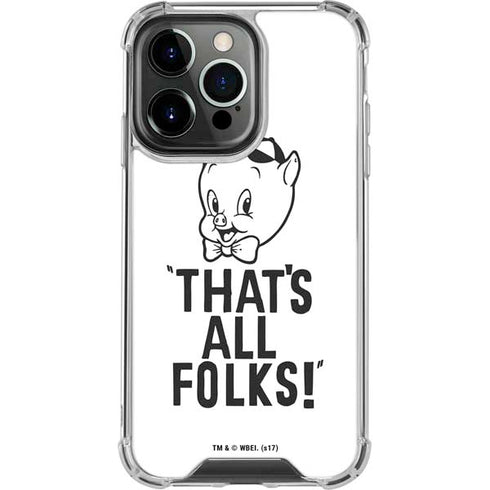 Looney Tunes Porky Thats All Folks Grid iPhone 15 Pro Clear Case