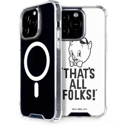 Looney Tunes Porky Thats All Folks Grid iPhone 15 Pro MagSafe Case
