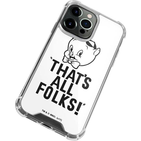 Looney Tunes Porky Thats All Folks Grid iPhone 15 Pro Max Clear Case