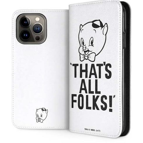 Looney Tunes Porky Thats All Folks Grid iPhone 14 Pro Max Folio Case