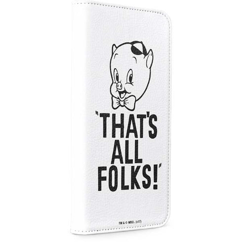 Looney Tunes Porky Thats All Folks Grid iPhone 15 Folio Case