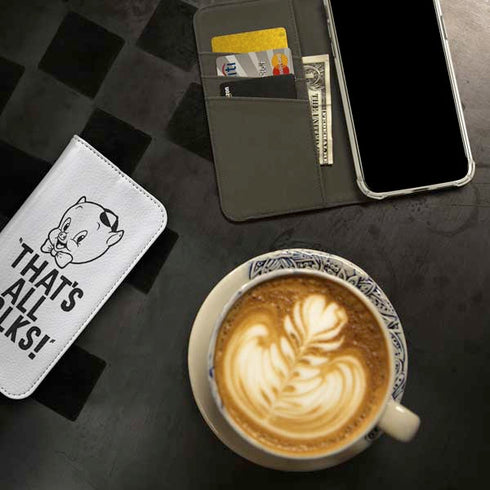 Looney Tunes Porky Thats All Folks Grid iPhone 15 Pro Folio Case