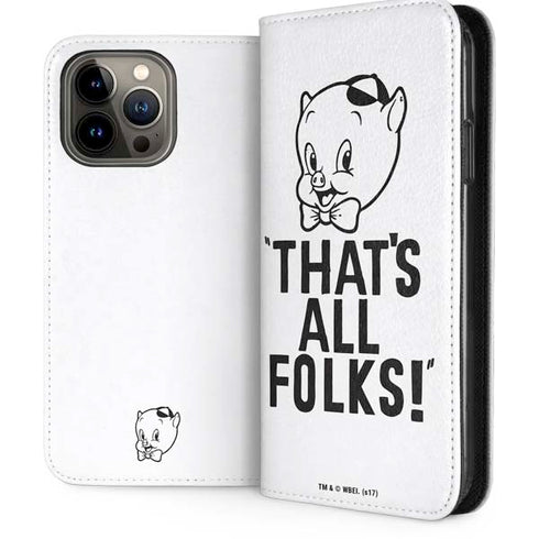 Looney Tunes Porky Thats All Folks Grid iPhone 15 Pro Max Folio Case