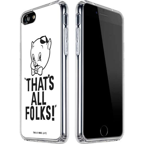 Looney Tunes Porky Thats All Folks Grid iPhone SE (2nd & 3rd Gen) Clear Case