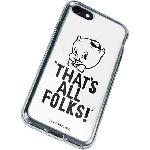 Looney Tunes Porky Thats All Folks Grid iPhone SE (2nd & 3rd Gen) Clear Case