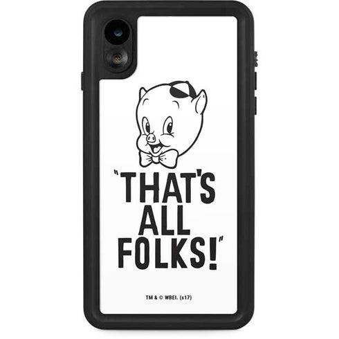 Looney Tunes Porky Thats All Folks Grid iPhone XR Waterproof Case