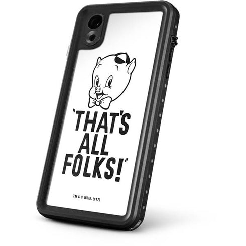 Looney Tunes Porky Thats All Folks Grid iPhone XR Waterproof Case