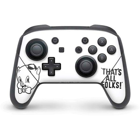 Looney Tunes Porky Thats All Folks Grid Nintendo Switch Pro Controller Skin