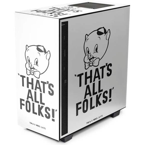 Looney Tunes Porky Thats All Folks Grid NZXT H510 Compact ATX Mid-Tower Case Skin