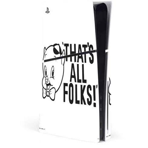 Looney Tunes Porky Thats All Folks Grid PS5 Slim Disk Console Skin