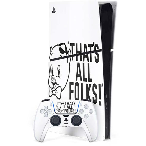 Looney Tunes Porky Thats All Folks Grid PS5 Slim Digital Edition Bundle Skin