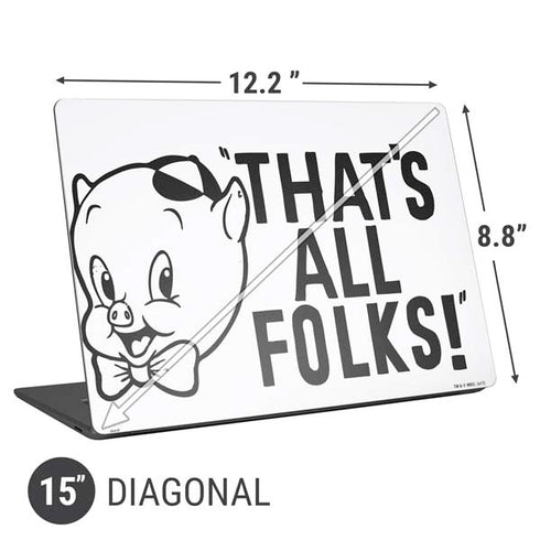 Looney Tunes Porky Thats All Folks Grid Universal Laptop 15in (12.2 x 8.8in) Skin