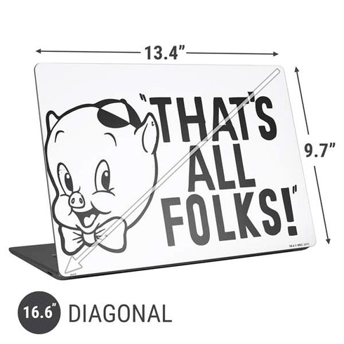 Looney Tunes Porky Thats All Folks Grid Universal Laptop 16.6in (13.4 x 9.7in) Skin