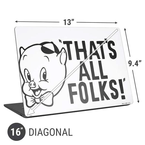 Looney Tunes Porky Thats All Folks Grid Universal Laptop 16in (13 x 9.4in) Skin