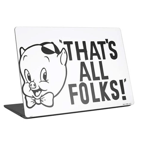 Looney Tunes Porky Thats All Folks Grid Universal Laptop 16in (13 x 9.4in) Skin
