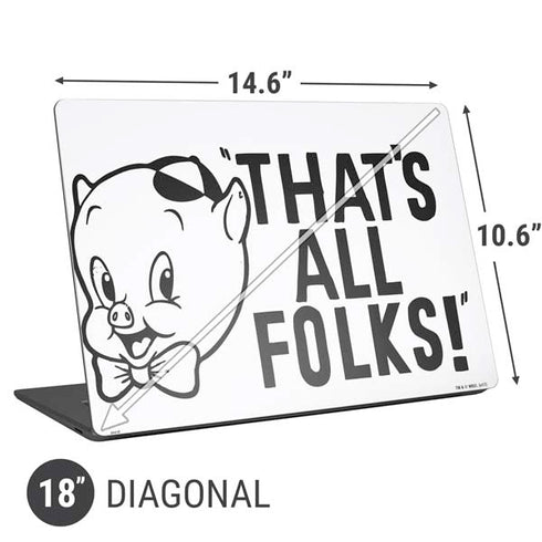 Looney Tunes Porky Thats All Folks Grid Universal Laptop 18in (14.6 x 10.6in) Skin
