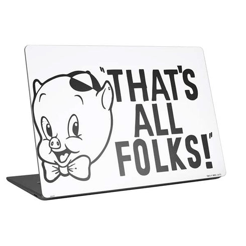 Looney Tunes Porky Thats All Folks Grid Universal Laptop 18in (14.6 x 10.6in) Skin