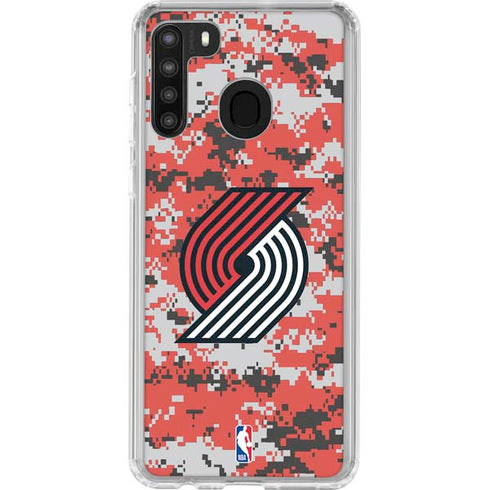 NBA Portland Trail Blazers Digi Camo Galaxy A21 Clear Case