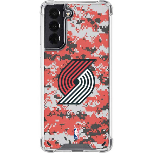 NBA Portland Trail Blazers Digi Camo Galaxy S21 5G Clear Case