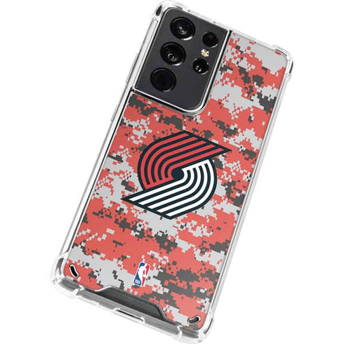 NBA Portland Trail Blazers Digi Camo Galaxy S21 Ultra 5G Clear Case