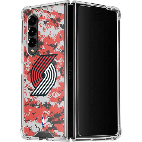 NBA Portland Trail Blazers Digi Camo Galaxy Z Fold4 5G Clear Case