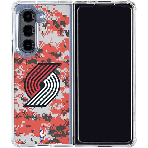 NBA Portland Trail Blazers Digi Camo Galaxy Z Fold5 5G Clear Case
