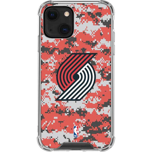 NBA Portland Trail Blazers Digi Camo iPhone 14 Clear Case
