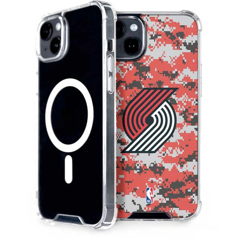 NBA Portland Trail Blazers Digi Camo iPhone 15 Plus MagSafe Case