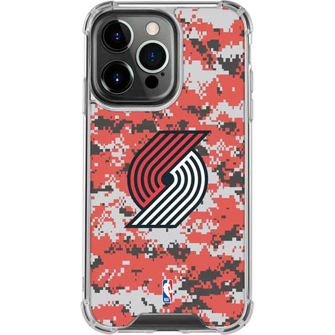 NBA Portland Trail Blazers Digi Camo iPhone 15 Pro Clear Case