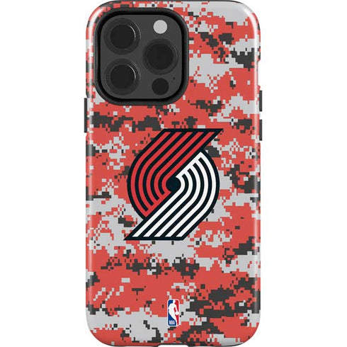 NBA Portland Trail Blazers Digi Camo iPhone 15 Pro Impact Case